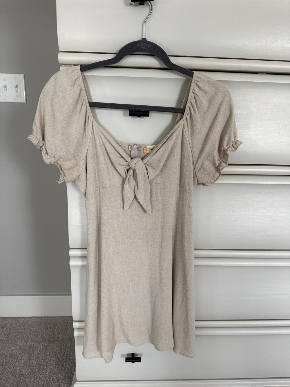 Altar'd State Beige Mini Dress with Tie Front